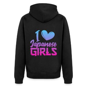 J’aime les filles japonaises - Veste à capuche bio Premium Unisexe - noir - Dos - Nico (187cm)