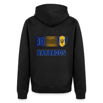 Barbados Fußball Mannschaft - Unisex Premium Bio Zip Hoodie - Schwarz - Hinten - Nico (187cm)