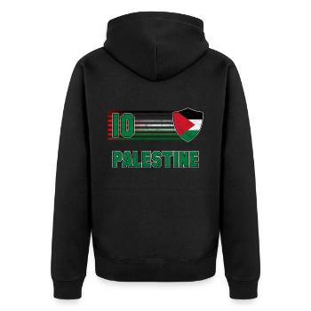 Palestine Football Team - Unisex Premium Organic Zip Hoodie - black - Back - Nico (187cm)