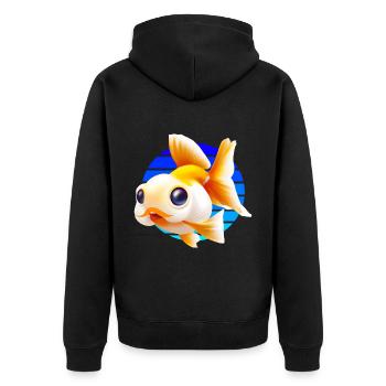 Goldfisch - Unisex Premium Bio Zip Hoodie - Schwarz - Hinten - Nico (187cm)