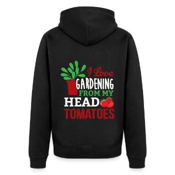 Jardinier dans le jardin Jardinier amateur prend soin des plantes - Veste à capuche bio Premium Unisexe - noir - Dos - Nico (187cm)