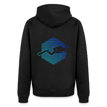 Damen Herren Scuba Taucher Scuba Tauchen - Unisex Premium Bio Zip Hoodie - Schwarz - Hinten - Nico (187cm)