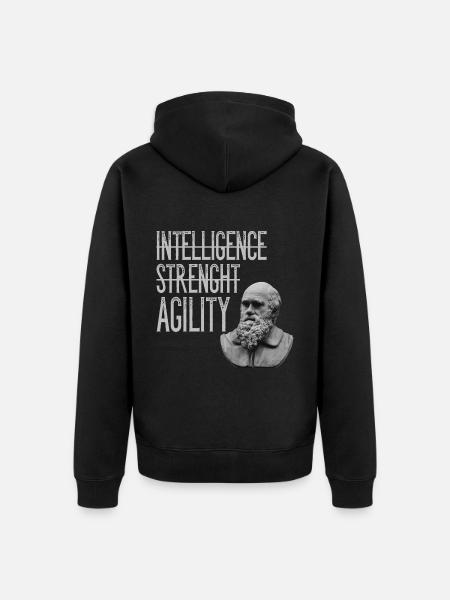 Charles Darwin Agility Agility Adaptable - Unisex Premium Organic Zip Hoodie - black