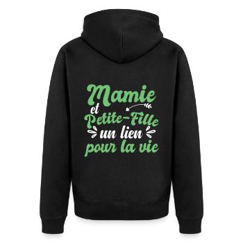 Mamie Et Petite-Fille - Veste à capuche bio Premium Unisexe - noir - Dos - Nico (187cm)