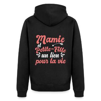 Mamie Et Petite Fille - Veste à capuche bio Premium Unisexe - noir - Dos - Nico (187cm)
