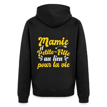 Mamie Cadeau Petite Fille Humour - Veste à capuche bio Premium Unisexe - noir - Dos - Nico (187cm)