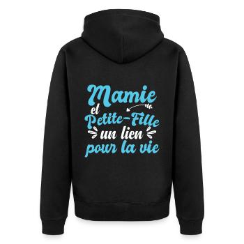 Mamie Et Petite Fille - Veste à capuche bio Premium Unisexe - noir - Dos - Nico (187cm)