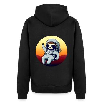 Plus paresseux dans l’espace au coucher du soleil - Veste à capuche bio Premium Unisexe - noir - Dos - Nico (187cm)