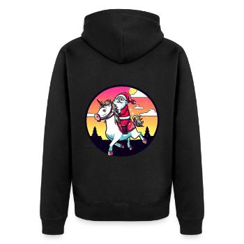 Einhorn Weihnachtsmann - Unisex Premium Bio Zip Hoodie - Schwarz - Hinten - Nico (187cm)