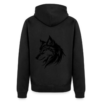 Wolf Silhouette - Unisex Premium Bio Zip Hoodie - Schwarz - Hinten - Nico (187cm)