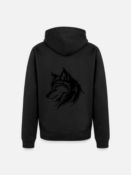 Wolf Silhouette - Unisex Premium Organic Zip Hoodie - black