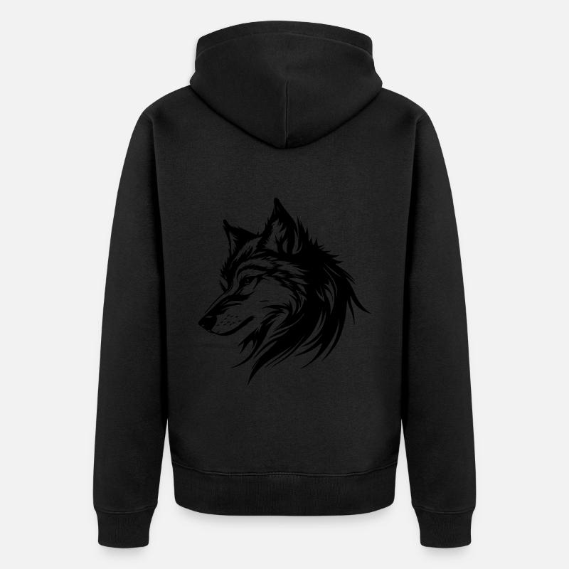 Silhouette de loup - Veste à capuche bio Premium Unisexe - noir