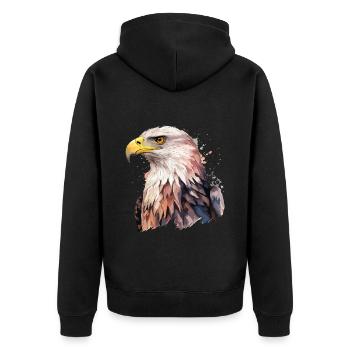Adler Adlerkopf Raubvogel Vogel Tier Natur - Unisex Premium Bio Zip Hoodie - Schwarz - Hinten - Nico (187cm)
