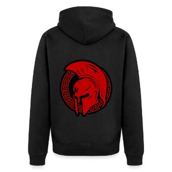 Spartaner Helm Gladiator Sparta - Unisex Premium Bio Zip Hoodie - Schwarz - Hinten - Nico (187cm)