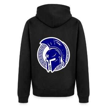 Spartaner Helm Gladiator Sparta - Unisex Premium Bio Zip Hoodie - Schwarz - Hinten - Nico (187cm)