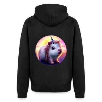 Licorne cochon d’Inde - Veste à capuche bio Premium Unisexe - noir - Dos - Nico (187cm)