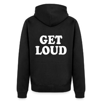 Get loud - Unisex Premium Organic Zip Hoodie - black - Back - Nico (187cm)