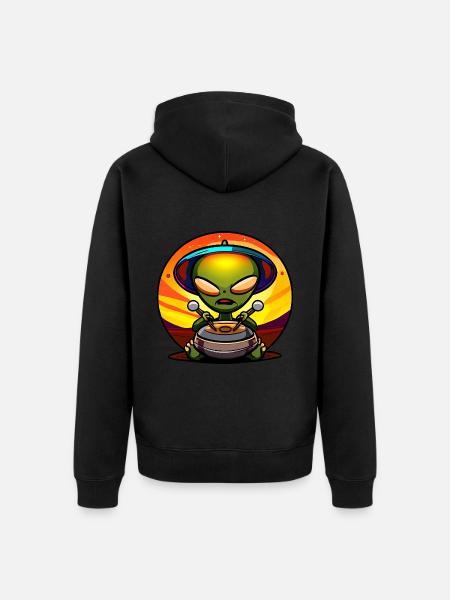 Alien Handpan Player - Unisex Premium Organic Zip Hoodie - black