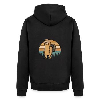 Herzschlag Bergsteiger mit Hund Wanderer Berg - Unisex Premium Bio Zip Hoodie - Schwarz - Hinten - Nico (187cm)