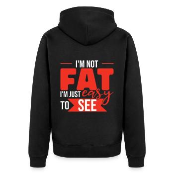 Ich bin einfach leicht zu sehen - Unisex Premium Bio Zip Hoodie - Schwarz - Hinten - Nico (187cm)