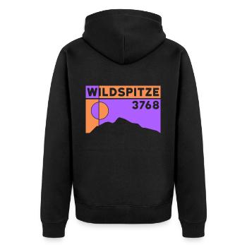 Wildspitze ski tour high tour normal route hike - Unisex Premium Organic Zip Hoodie - black - Back - Nico (187cm)