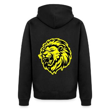 Lion's Head Lion Animal - Unisex Premium Organic Zip Hoodie - black - Back - Nico (187cm)