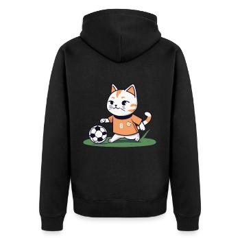 Soccer Cat Kitten I Funny Animals | Sport - Unisex Premium Organic Zip Hoodie - black - Back - Nico (187cm)