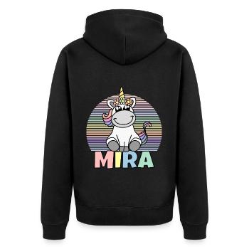 Nom de la licorne Mira - Veste à capuche bio Premium Unisexe - noir - Dos - Nico (187cm)