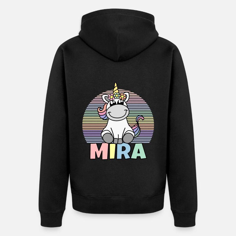 Mira Einhorn Name - Unisex Premium Bio Zip Hoodie - Schwarz