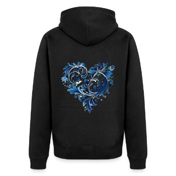 Kunst Herz Liebe Liebesbeweis Gefühle - Unisex Premium Bio Zip Hoodie - Schwarz - Hinten - Nico (187cm)