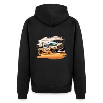 The Sand Sharks - Unisex Premium Organic Zip Hoodie - black - Back - Nico (187cm)