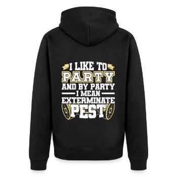 Schädlingsbekämpfung Beruf | Kammerjäger Geschenke - Unisex Premium Bio Zip Hoodie - Schwarz - Hinten - Nico (187cm)