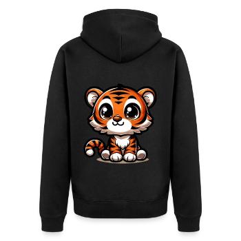 Bébé tigre mignon - Veste à capuche bio Premium Unisexe - noir - Dos - Nico (187cm)