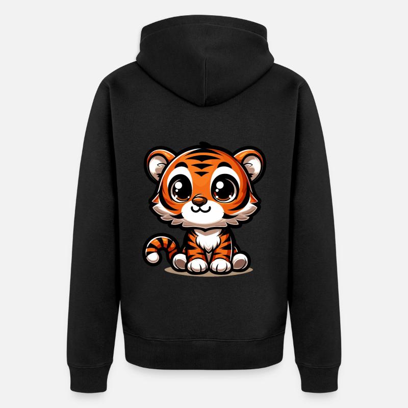 Bébé tigre mignon - Veste à capuche bio Premium Unisexe - noir