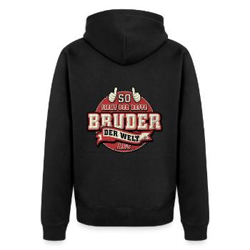 So sieht der beste Bruder der Welt aus - Unisex Premium Bio Zip Hoodie - Schwarz - Hinten - Nico (187cm)