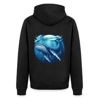 Blauwal - Unisex Premium Bio Zip Hoodie - Schwarz - Hinten - Nico (187cm)