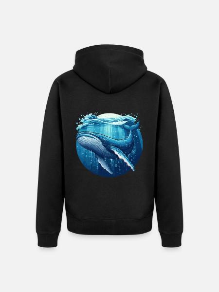 Blue Whale - Unisex Premium Organic Zip Hoodie - black