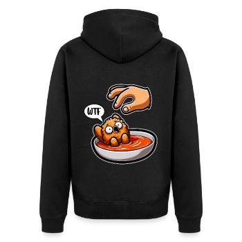 Lustiges gebratenes Huhn Hühnchen Flügel Hühnchen Geschenk - Unisex Premium Bio Zip Hoodie - Schwarz - Hinten - Nico (187cm)