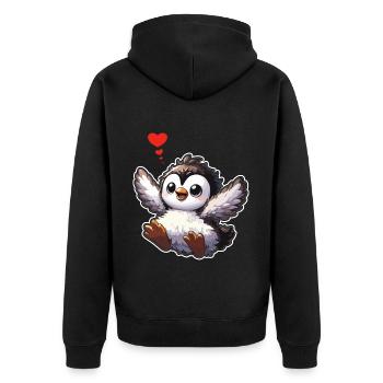 Niedliche Pinguine Kleiner Pinguin Pinguin-Liebhaber - Unisex Premium Bio Zip Hoodie - Schwarz - Hinten - Nico (187cm)