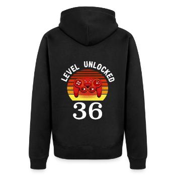 Level 36 unlocked 36 Geburtstag 36 Jahre alt - Unisex Premium Bio Zip Hoodie - Schwarz - Hinten - Nico (187cm)