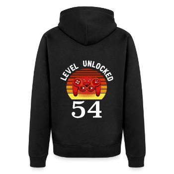 Level 54 unlocked 54 Birthday 54 years old - Unisex Premium Organic Zip Hoodie - black - Back - Nico (187cm)