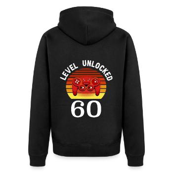 Level 60 unlocked 60 Birthday 60 years old - Unisex Premium Organic Zip Hoodie - black - Back - Nico (187cm)
