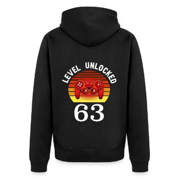 Level 63 unlocked 63 Geburtstag 63 Jahre alt - Unisex Premium Bio Zip Hoodie - Schwarz - Hinten - Nico (187cm)
