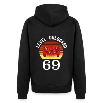 Level 69 unlocked 69 Geburtstag 69 Jahre alt - Unisex Premium Bio Zip Hoodie - Schwarz - Hinten - Nico (187cm)