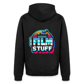 I Film Stuff 17 - Unisex Premium Organic Zip Hoodie - black - Back - Nico (187cm)