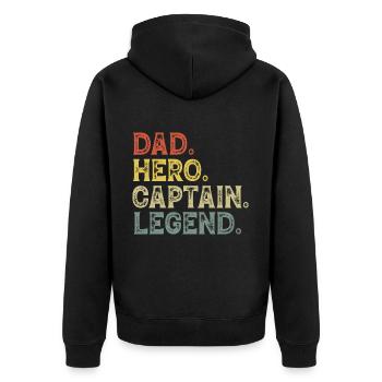 Dad captain boat - Unisex Premium Organic Zip Hoodie - black - Back - Nico (187cm)