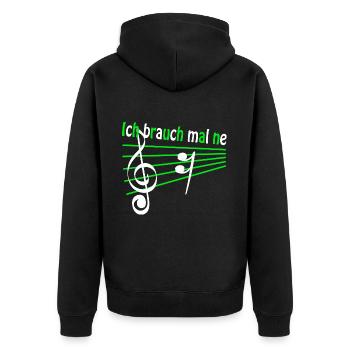 "Ich brauch mal ne Pause" Musik Musiker Instrument - Unisex Premium Bio Zip Hoodie - Schwarz - Hinten - Nico (187cm)