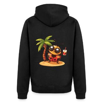 Vacances d’été à la plage Ladybug - Veste à capuche bio Premium Unisexe - noir - Dos - Nico (187cm)