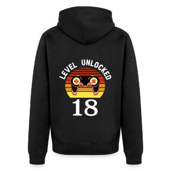 Level 18 unlocked 18 Birthday 18 years old - Unisex Premium Organic Zip Hoodie - black - Back - Nico (187cm)