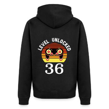 Level 36 unlocked 36 Geburtstag 36 Jahre alt - Unisex Premium Bio Zip Hoodie - Schwarz - Hinten - Nico (187cm)